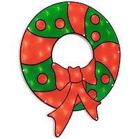 LED Green & Red Wreath Window Silhouette