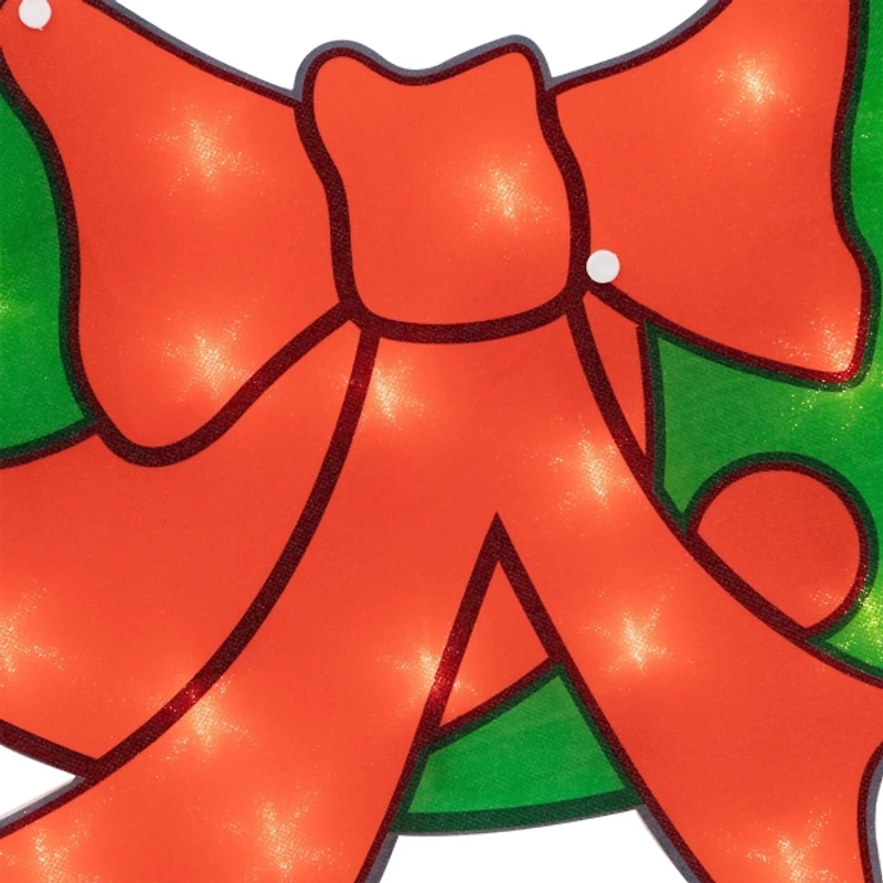 LED Green & Red Wreath Window Silhouette