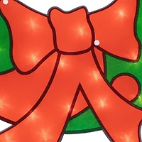 LED Green & Red Wreath Window Silhouette