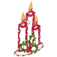 LED Christmas Candles with Holly Window Silhouette