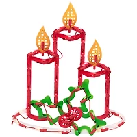 LED Christmas Candles with Holly Window Silhouette