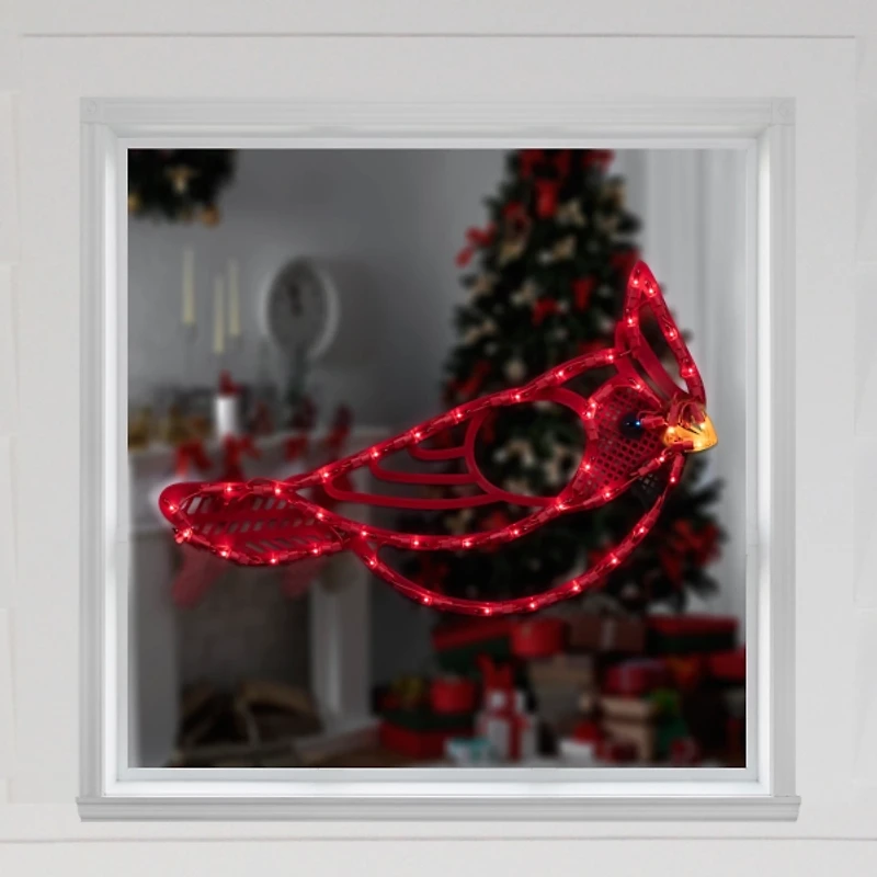 LED Cardinal Christmas Window Silhouette