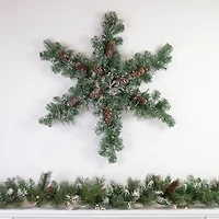 LED Frosted Pine Snowflake Wreath