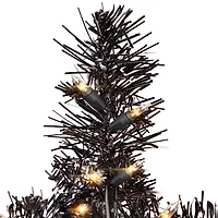 Pre-Lit Black Tinsel Halloween Tree, 3 ft.