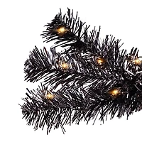 Pre-Lit Black Tinsel Halloween Tree, 3 ft.
