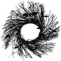 Pre-Lit Black Twig Wreath with Bats