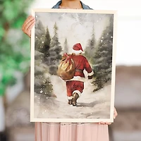 Santa Walking in the Woods Framed Art Print