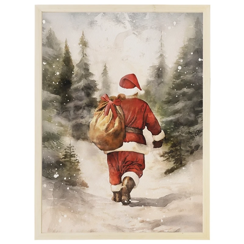 Santa Walking in the Woods Framed Art Print