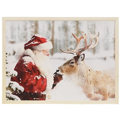 Santa with Reindeer Framed Art Print