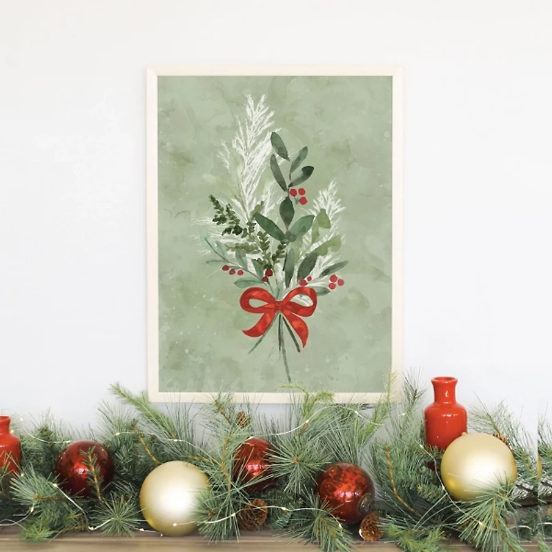 Green Christmas Bouquet Framed Art Print
