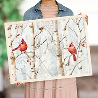 Cardinals on a Birch Tree Framed Art Print