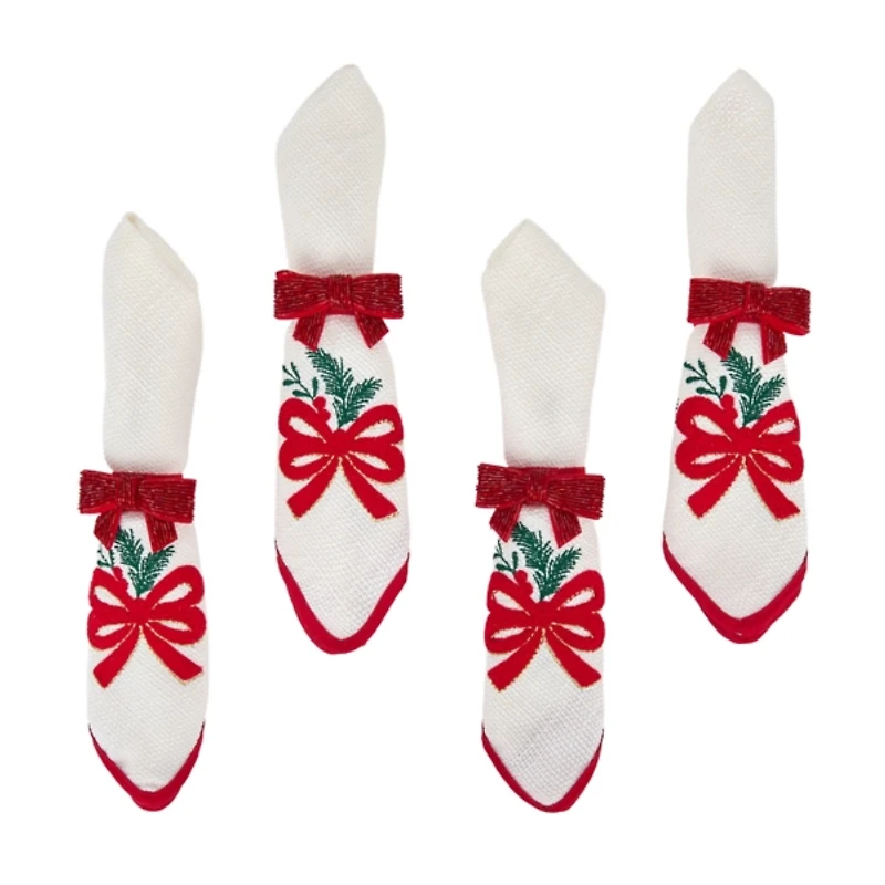 Holly Floral Christmas Napkins, Set of 4