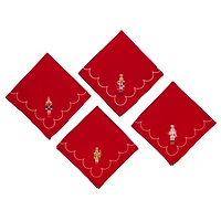 Red Nutcracker Embroidered Napkins, Set of 4