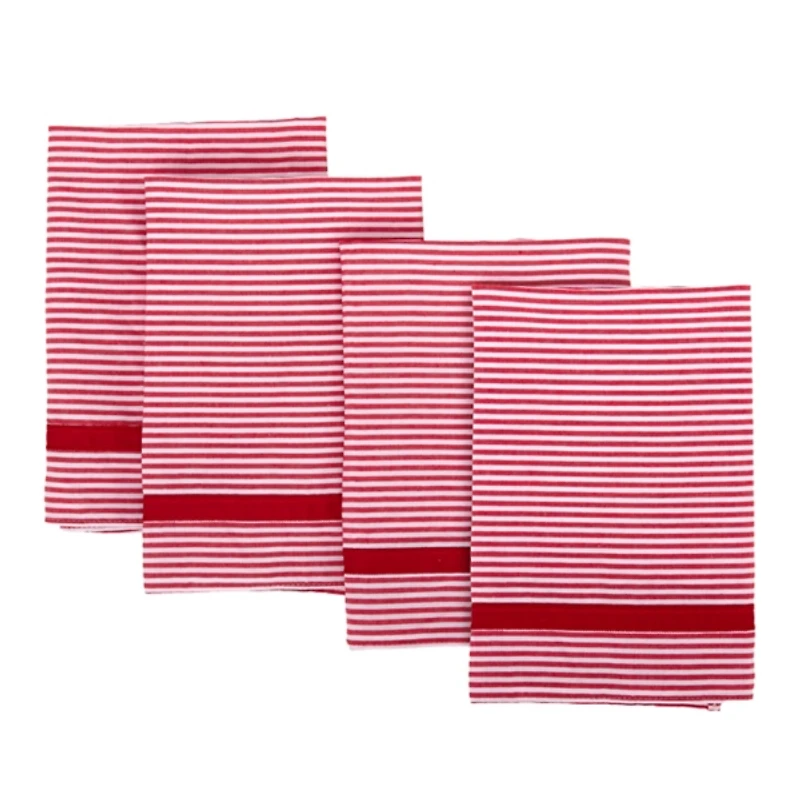 Red and White Striped Napkins, Set of 4