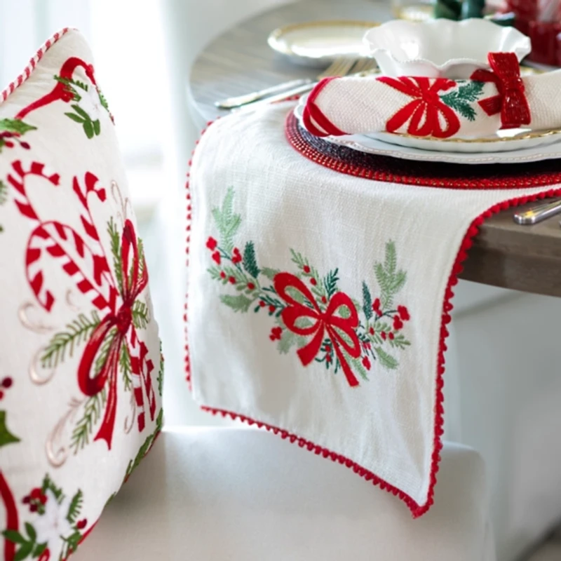White Holly Bow Table Runner
