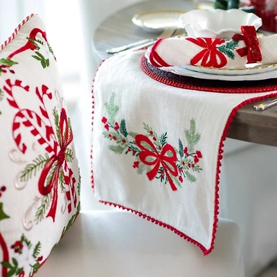 White Holly Bow Table Runner