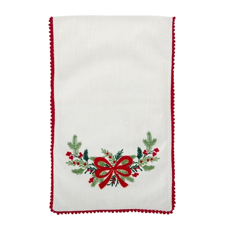 White Holly Bow Table Runner