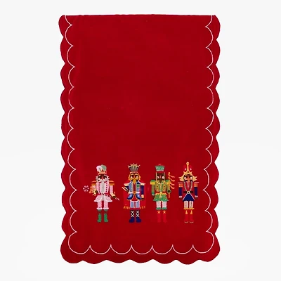 Red Jolly Nutcracker Scalloped Table Runner