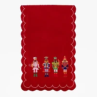 Red Jolly Nutcracker Scalloped Table Runner