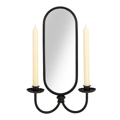 Black Metal Double Taper Wall Sconce