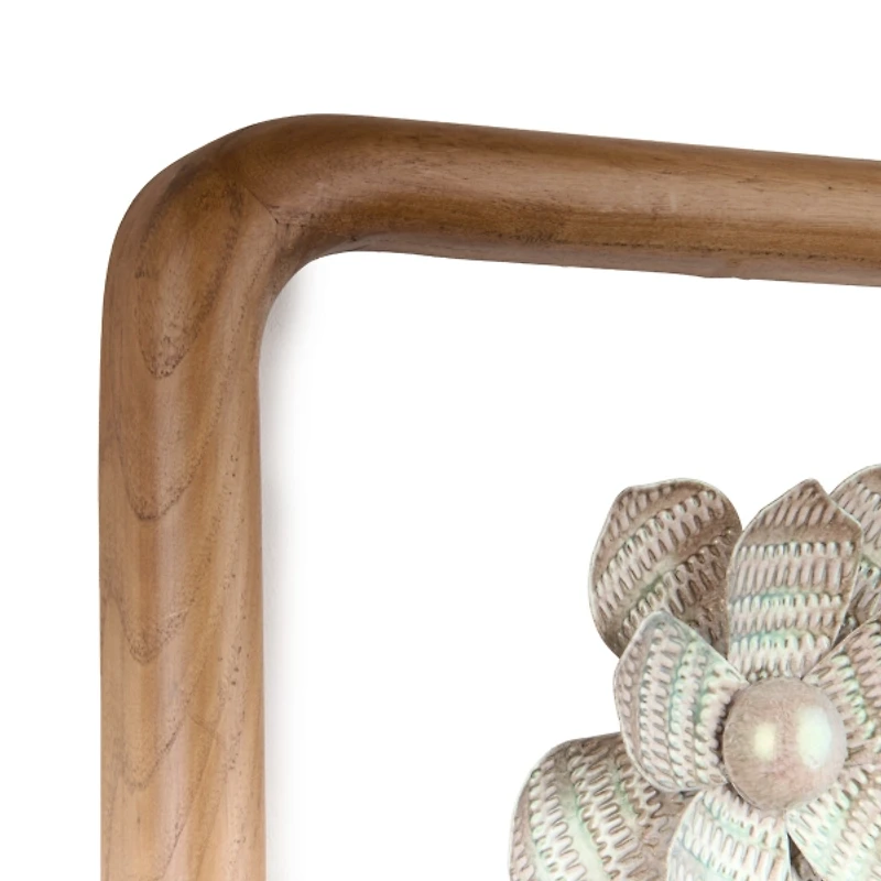 Wood and Metal Flower Wall Plaques, Set of 2