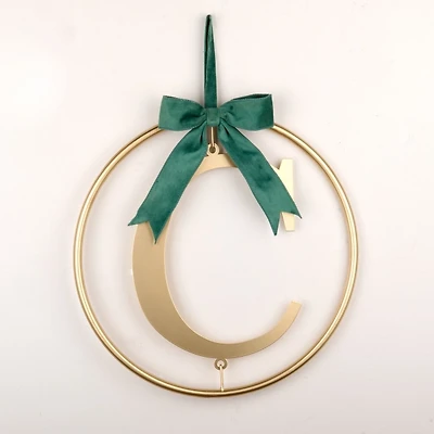 Round Gold Monogram C Bow Wall Plaque