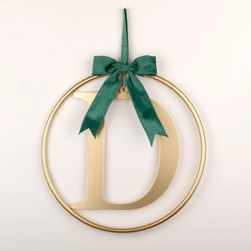 Round Gold Monogram D Bow Wall Plaque