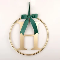 Round Gold Monogram H Bow Wall Plaque