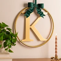 Round Gold Monogram K Bow Wall Plaque
