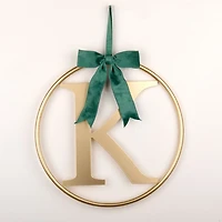 Round Gold Monogram K Bow Wall Plaque