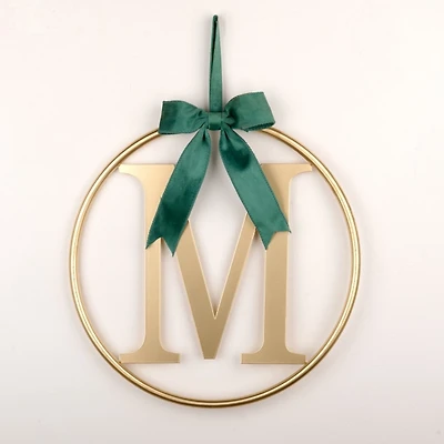 Round Gold Monogram Bow Wall Plaque