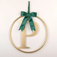 Round Gold Monogram P Bow Wall Plaque