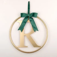 Round Gold Monogram R Bow Wall Plaque