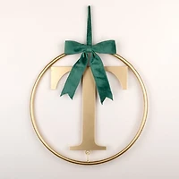 Round Gold Monogram T Bow Wall Plaque