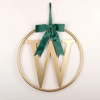 Round Gold Monogram W Bow Wall Plaque