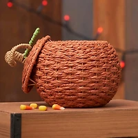 Handwoven Orange Pumpkin Fall Basket