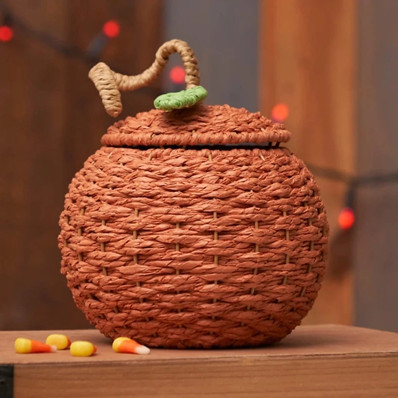Handwoven Orange Pumpkin Fall Basket