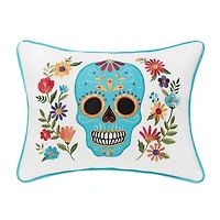 Aqua Sugar Skull Lumbar Pillow