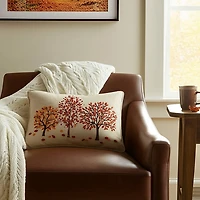 Autumn Forest Trees Lumbar Pillow