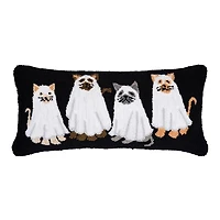 Ghost Cats Halloween Hooked Pillow