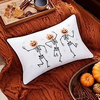 Pumpkin Skeleton Trio Lumbar Pillow
