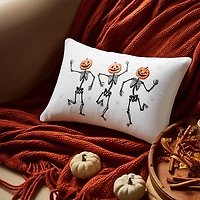 Pumpkin Skeleton Trio Lumbar Pillow