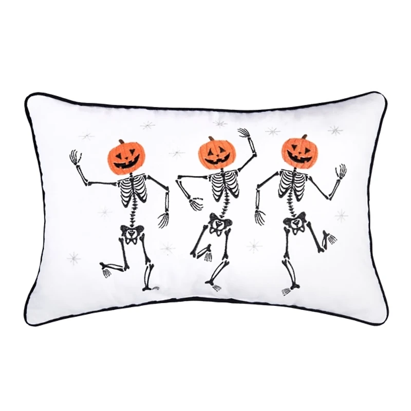 Pumpkin Skeleton Trio Lumbar Pillow