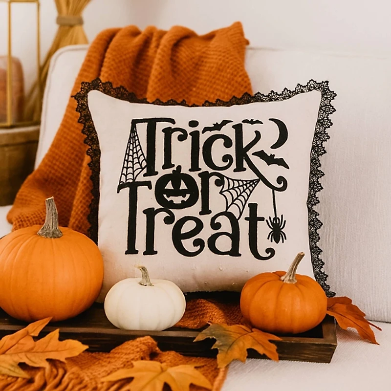 Black & White Trick or Treat Pillow