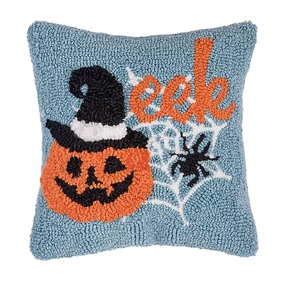 Eek Jack O Lantern Hooked Pillow