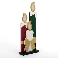 LED Candles with Bow Porch Statue