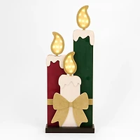 LED Candles with Bow Porch Statue