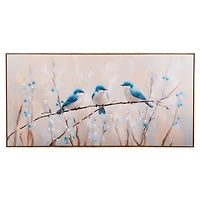 Bluebirds on a Branch Framed Canvas Art Print