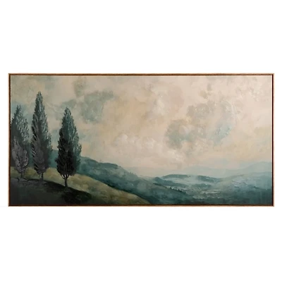 Green Rolling Hills Framed Canvas Art Print