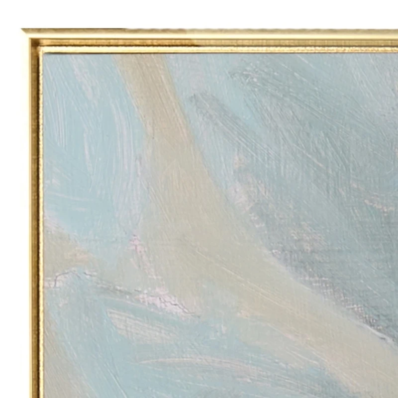 White and Gold Flower Framed Canvas Art Print